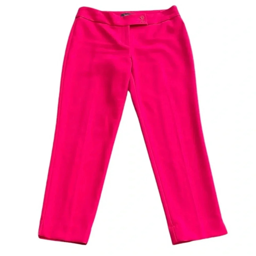 Talbots cropped trousers Bright‎ pink Textured size 8P Double button Office
